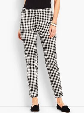 Talbots Womens 8 Petite Black White Gingham Chatham Casual Summer Ankle Pant NWT